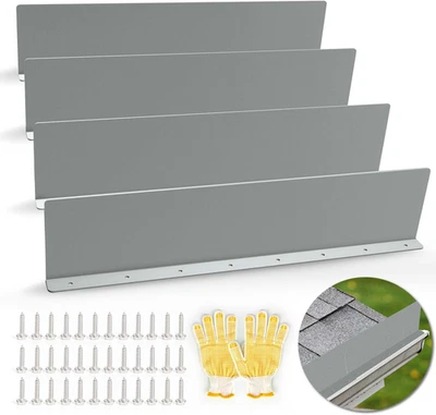 Gutter Valley Splash Guards 15.7x3.5in 4 Pack Aluminum Rain Diverter Gray - Image 1 of 4