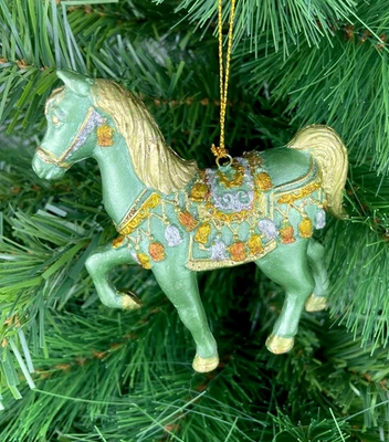 Christbaumschmuck wunderschönes Pferd mint-gold-kupfer-silber Hänger 11 cm - Bild 1 von 4