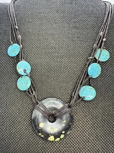 Natural TURQUOISE Pendant - Gemstone Necklace 17” Inch Sterling Silver - Picture 1 of 15