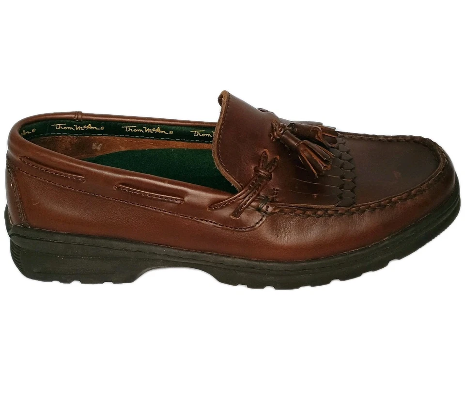 Мокасины Tom McAn коричневые толстые кожаные двойные килти кисточки размер 11 ОТЛИЧНЫЕ - Изображение 1 из 4