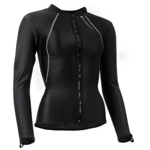 Piel de tiburón - Camisa manga larga a prueba de frío cremallera completa - Negra - Mujer Talla US12 - Imagen 1 de 2