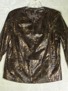 Elementz Faux Snakeskin Jacket Women’s Size X-Large Brown Zip Up Lined NWT - Picture 1 of 11