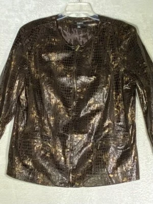 Elementz Faux Snakeskin Jacket Women’s Size X-Large Brown Zip Up Lined NWT - Image 1 of 4