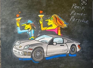 Farbsiebdruck Udo Lindenberg " Panik Power Porsche 2025-silber -schwarzer Grund" - Bild 1 von 1