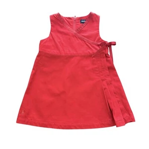 Ralph Lauren Neonata Bambina L 12-18 Mesi Vestito Maglione Senza Maniche Rosso Finto Avvolgente - Foto 1 di 5