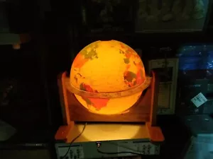 Sunlit Motorized Daylight-Illuminated Rotating 12” World Globe Clock w/Oak Stand - Picture 1 of 7