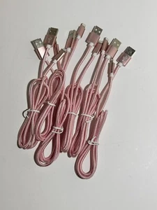 USB-A to 8 pin Pink Fabric Braid iPhone Charging cable For iPhone 6 7 8 X 11 12 - Picture 1 of 4
