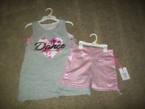 NWT GIRLS JUSTICE DANCE SHIRT & SHORTS SZ LARGE 12-14 L - Picture 1 of 2