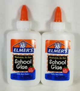 Elmer's Washable School Glue Non Toxic Safe 4 oz x 2 No Run Crafts Art Kids - Picture 1 of 2