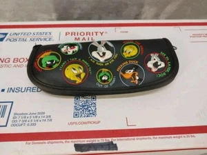 Vintage Looney Tunes Bugs Bunny And Friends Eye Glass Black Storage Case Embosse - Picture 1 of 5