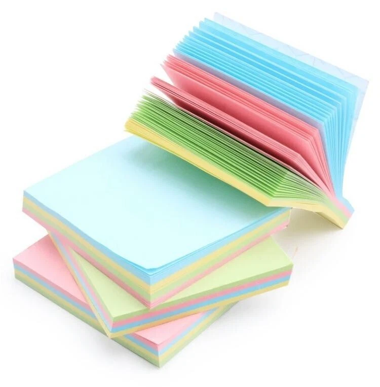 100 sheers/pack Sticky Notes 4 color Self-Stick Pads 3x3in colorful paper school - Image 1 of 4