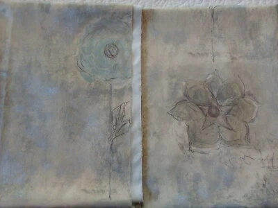 TexoPrint Vtg Large AbstractFloral Home Fabric Beige Gold Silver 19"W Netherland - Image 1 of 4