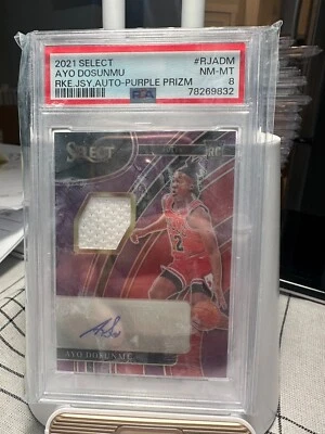 2021-22 Select AYO DOSUNMU RPA purple 83/99 Rookie Jersey Auto RC PSA 8 - Image 1 of 2
