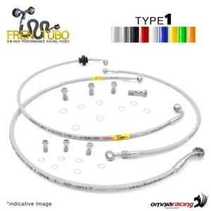 Tubi freno in treccia Frentubo Tipo 1 acciaio Suzuki DL650 Vstrom ABS 2012-2024 - Picture 1 of 7