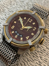 Rare Men's Android Maroon Dial Mesh Bracelet Two Tone Watch