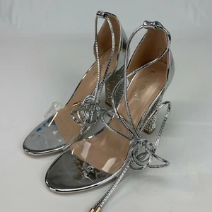 Scarpe sandali donna LaLa Ikai argento strass cinturino alla caviglia tacco alto misura 8 - Foto 1 di 6