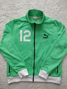 Puma Vintage Mens Track Top Jacket Green White Hype Sweatshirt #12 Training - Picture 1 of 7