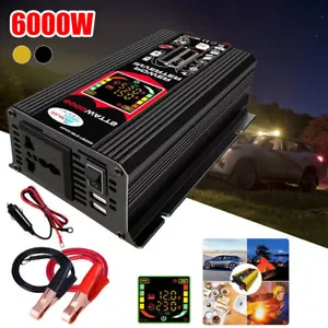 6000W Car Power Inverter DC 12V to 110V AC Converter with 2 USB Ports Charger US - Picture 1 of 8