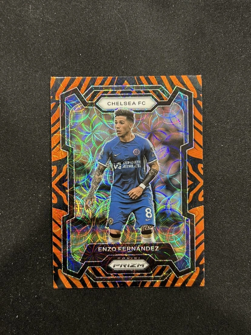 2023-24 Panini Prizm Premier Enzo Fernandez Tiger Stripe Choice #197 Chelsea SSP
