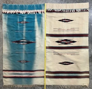 2 VTG ORTEGAS Woven Wool Textile Rug/curtain Weaving Shop 59" X 29” Native ￼NM - Picture 1 of 24