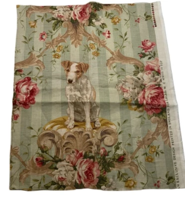 "Lee Jofa Putting on the Dog Jack Russell Toile 14,75"" W x 19"" H rayas verdes" Foto 1 de 4