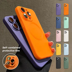 Liquid Silicone Mag safe Case Camera Cover For iPhone 16 15 14 13 12 11 Pro Max - Picture 1 of 37