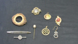 Vintage Teils Silber Schmuck LOT - 9 x 40 50er Jh Broschen, Anhänger, Nadel - Bild 1 von 8