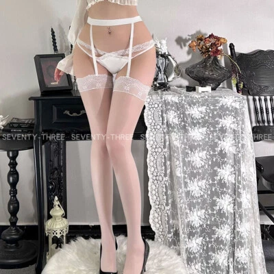 Sexy Women Lace Top Hold-Ups Stockings Cosplay Costume Stay Up Pantyhose Socks - Image 1 of 4