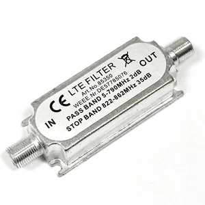 LTE FILTR BLOKADY Adapter Filtr Gniazdo F do gniazda F 35 dB 4G HD DVB-T2 - Zdjęcie 1 z 4