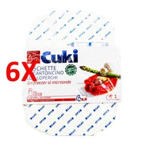 6 X Cuki Vaschette In Cartoncino Con Coperchio 1 Porzione 4 Pezzi Per Microonde - Imagen 1 de 1