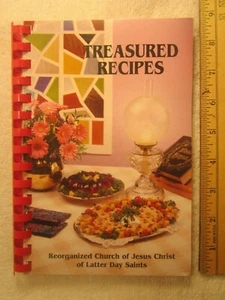 Spiral Bound TREASURED RECIPES Reorganized Church..1996 Woodward, OK [Z28a] - Picture 1 of 2