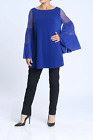 IC Collection By Connie K Tiered Mesh Sleeve Tunic Top Royal Blue Sz XS NWT $168