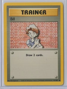 Pokémon 1999 Base Set BILL TRAINER 91/102 MINT Never Played RARE #2 - Picture 1 of 1