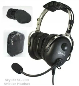 SkyLite SL-900 Aviation Pilot GA Dual Plug PNR Headset with Gel Seal FREE BAG - Bild 1 von 12