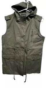 NWOT Zenana Outfitters Women's Large Green Sleeveless Hooded Jacket Full Zip - Imagen 1 de 11