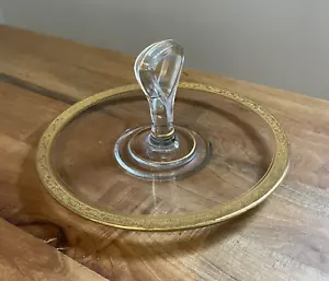 Vintage MORGANTOWN Glass 9.5" Tray Center Handle Gold Leaf Mid Century Serving - Picture 1 of 5