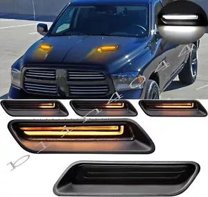 For 2010-2023 Ram 1500 Sport Sequential LED Hood Bezel Trim Driving Signal Light - Picture 1 of 7
