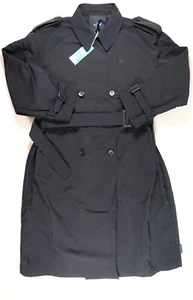 ADIDAS BLUE VERSION SLEEK LOOSE FIT LONG TRENCH COAT BLACK HN3335 WOMEN S - Picture 1 of 20