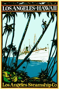 Barco de vapor LOS ÁNGELES CALAWAII Hawaii transatlántico crucero marítimo estampado artístico 199 - Imagen 1 de 1
