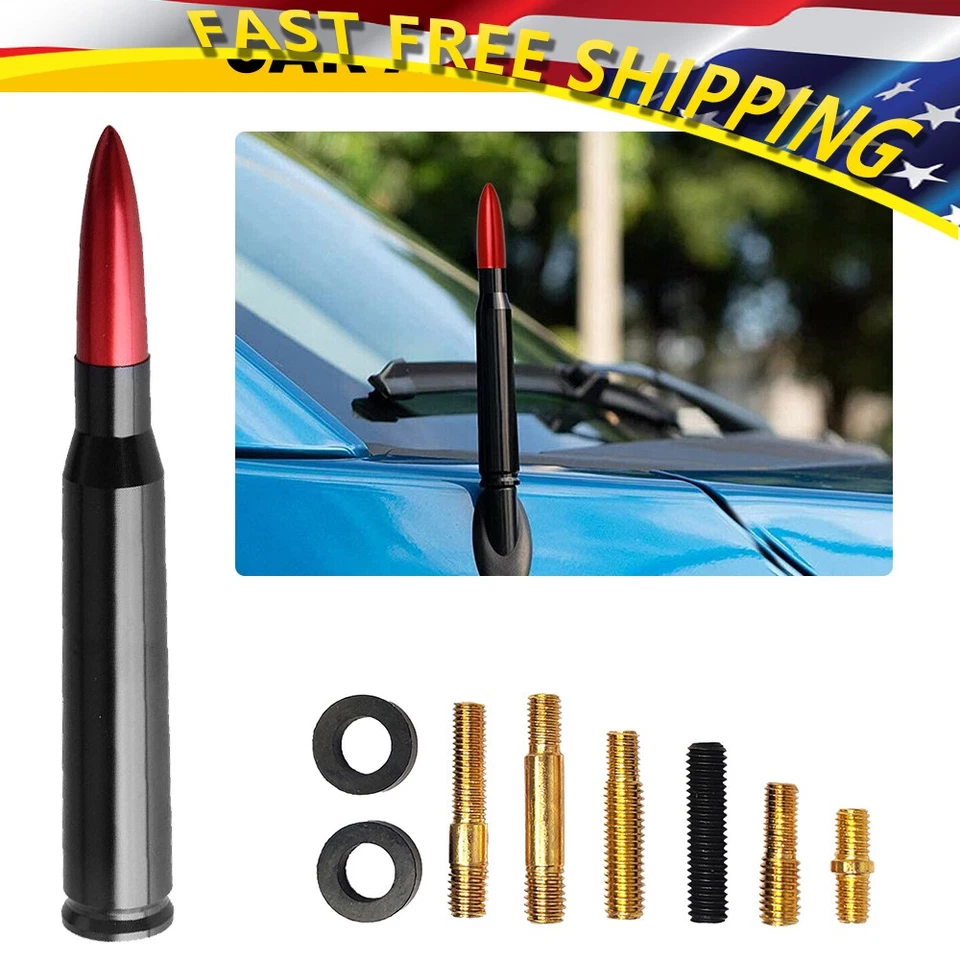 For Ford F150 50 Cal Bullet Red Antenna Gauge Heavy Machined CNC Billet Short - Image 1 of 4