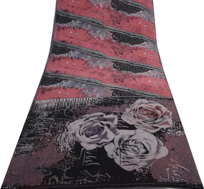 Sushila Vintage Multi-Color Saree 100% Pure Georgette Silk Printed Craft Fabric - Image 1 of 4