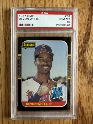 1987 LEAF Devon White RC #38 PSA 10 GEM MINT!!!!  POP 14!! - Image 1 of 2