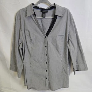 Blusa con botones a rayas Lane Bryant, negra/blanca, para mujer talla 26 - Imagen 1 de 11
