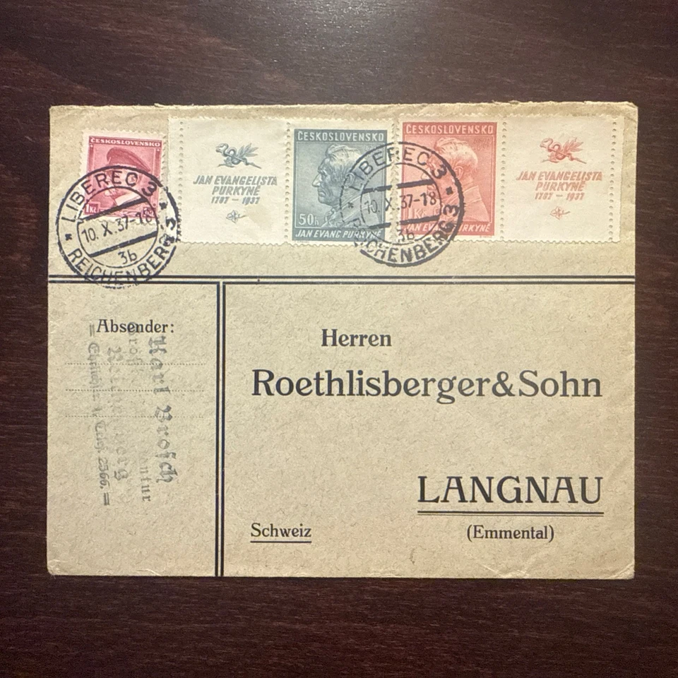 CECOSLOVAQUIA CUBIERTA DE VIAJE 1937 AÑO PURKYNE FISIOLOGÍA MEDICINA DE LA SALUD Foto 1 de 1