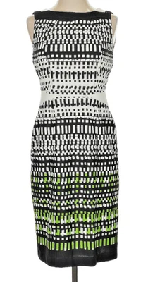 EUC women’s 4 Nine West Ruched Waist Sheath Dress business classic black & white - image 1 of 4