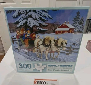 Family Sleigh Ride. Christmas 300 Piece Jigsaw Puzzle By Bits And Pieces. New - Picture 1 of 3