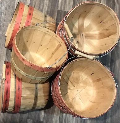 5 Handled Farmhouse Rustic Decor Apple Bushel Baskets 8x10” - Image 1 of 4