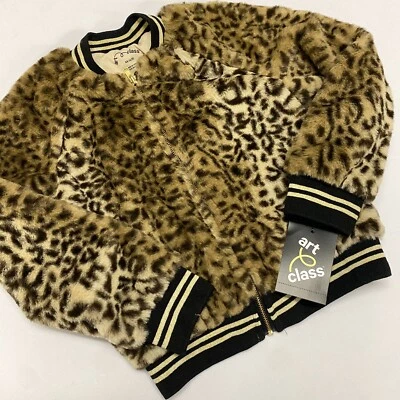 Jaqueta bombardeiro suéter moda pele sintética classe arte meninas estampa chita XS 4/5 nova com etiquetas - Imagem 1 de 4