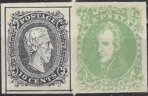 UNITED STATES U.S. CONFEDERATE STATES Sc#10 , #3 FACSIMILE STAMPS MNH VF - Picture 1 of 2