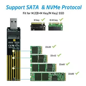 NVMe to USB Adapter, M.2 SSD to USB 3.1 Type A Card, Based Key M.2 Hard O3A1 - Picture 1 of 11